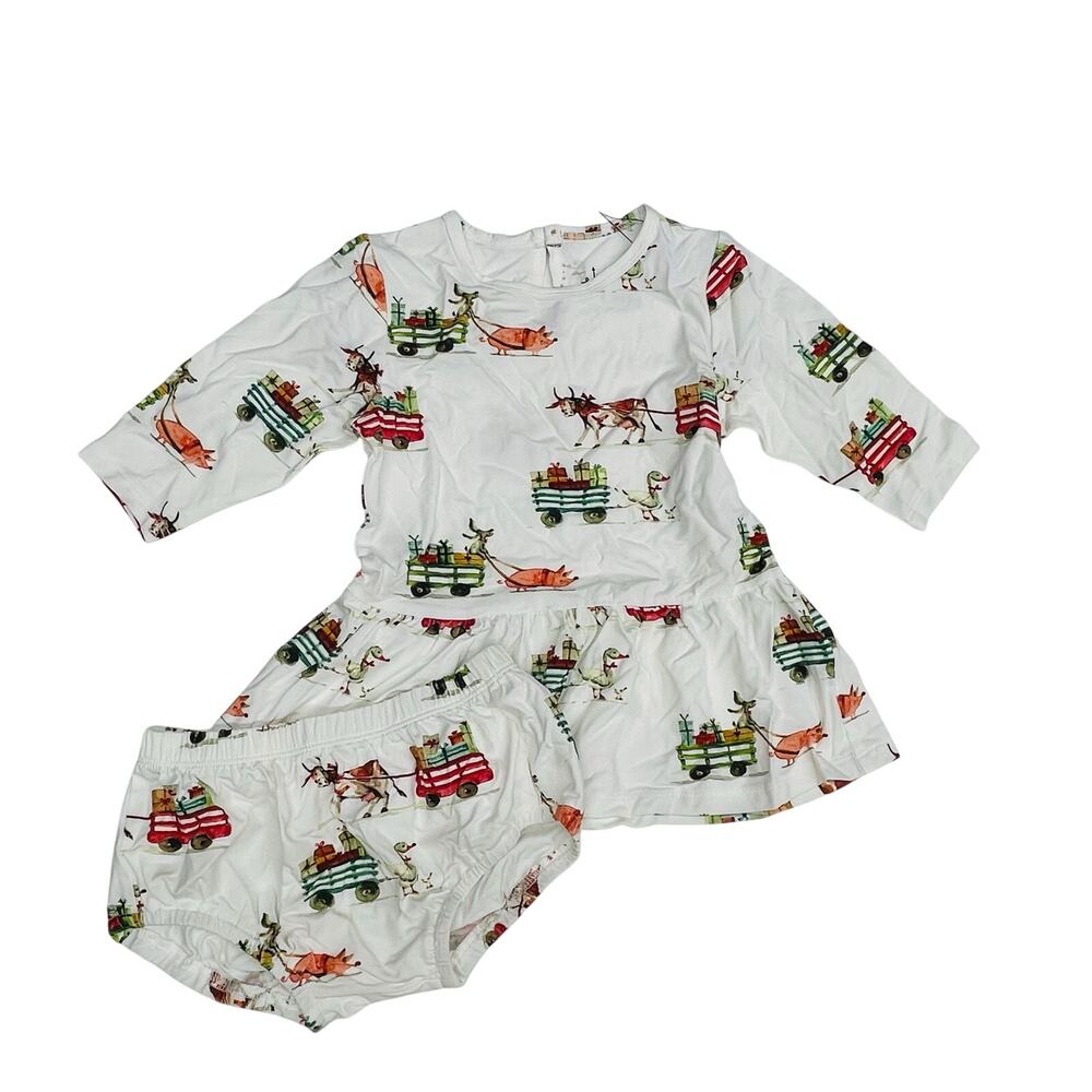 NWT Tickety-Boo 9/12M Christmas Cart Tunic Dress